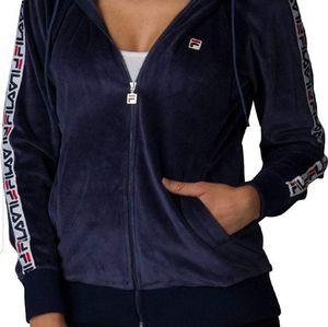 Fila velour navy zip up jacket/hoodie